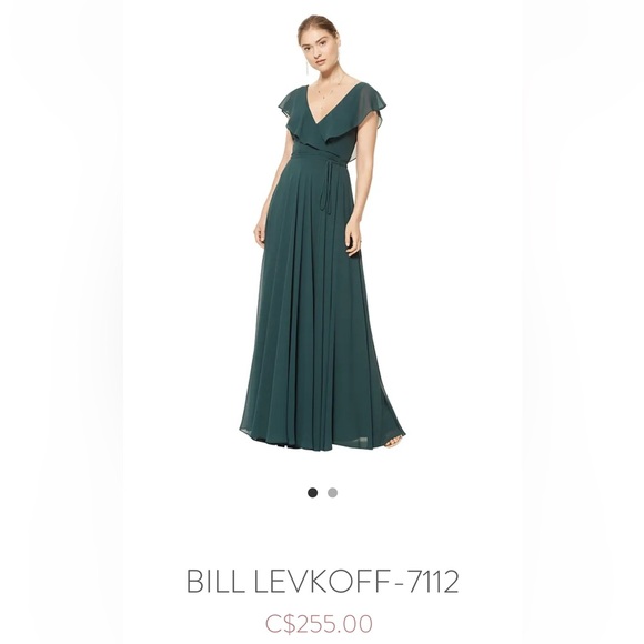 Bill Levkoff chiffon a-line gown with ruffled v-neck top and back wrap. Size 2 - Picture 2 of 7